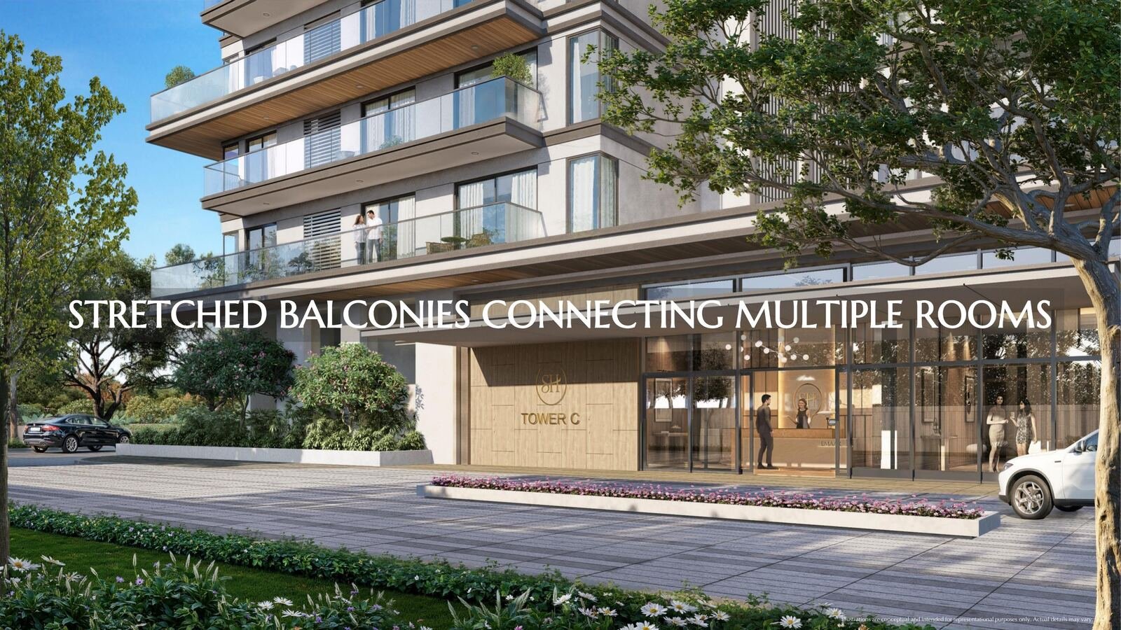 Tower entrance and drop-off at Serenity Hills